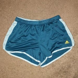 Blue adidas workout shorts